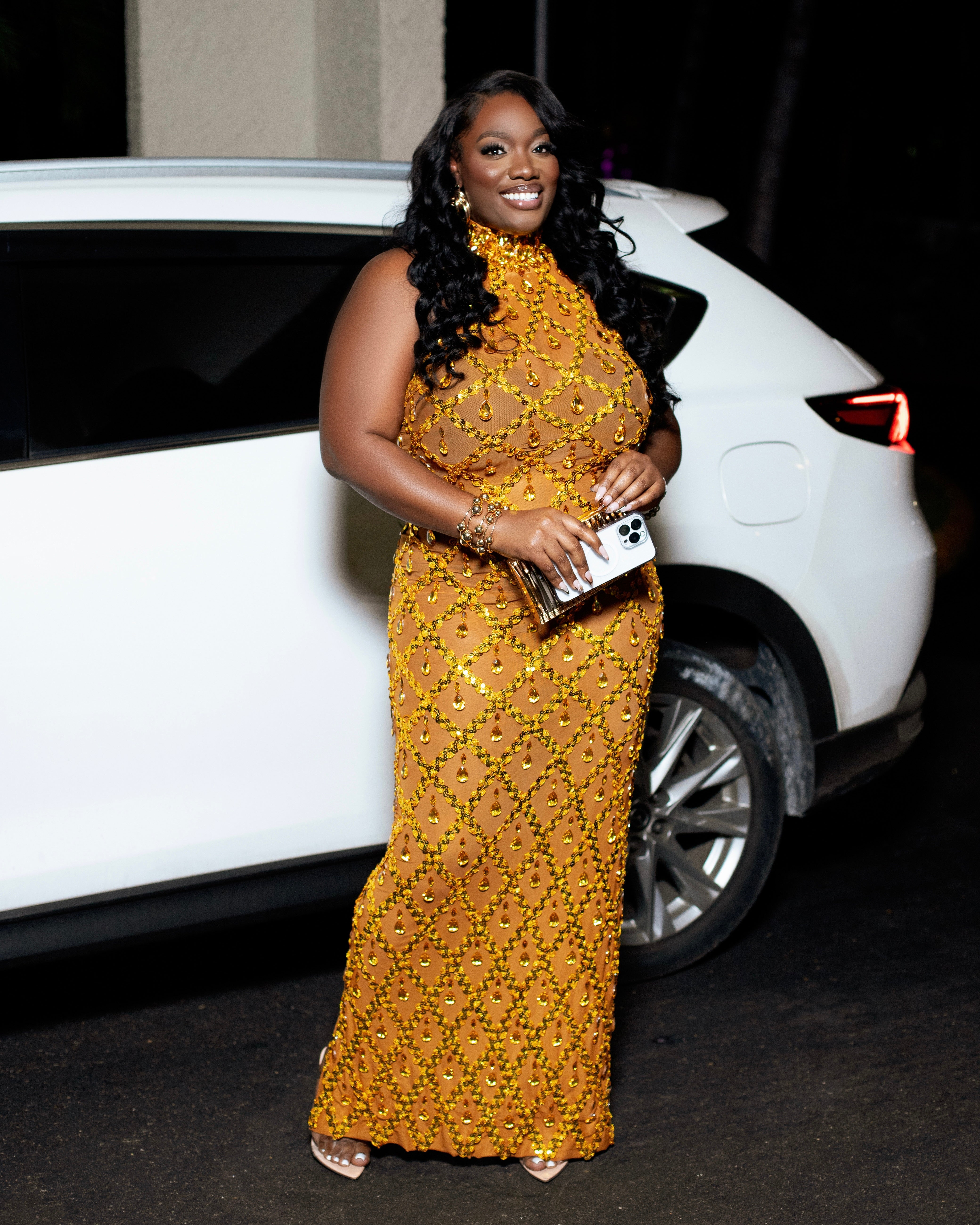 LOOK 820 MOCK NECK RHINESTONE DRESS | PRE ORDER – SOIGNEE BY SHANA