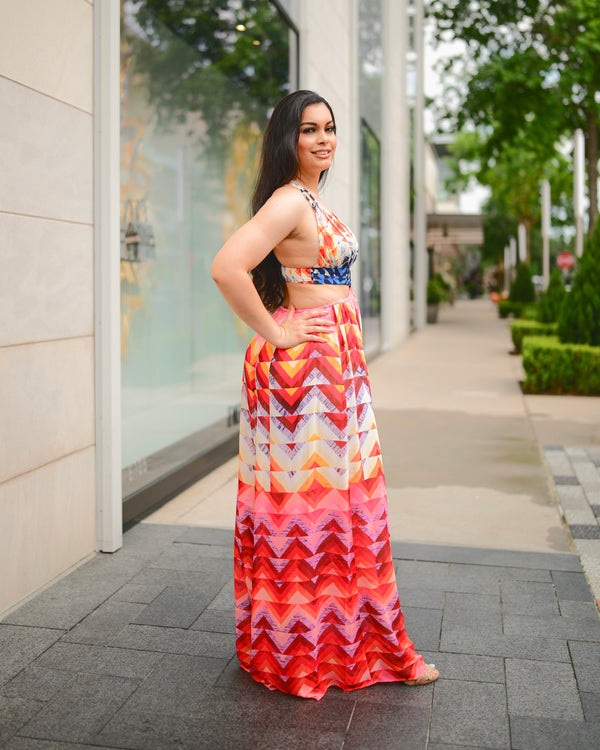 LOOK 1115 MULTI COLOR CUTOUT JUMPSUIT