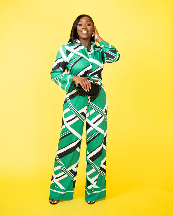 LOOK 904 2 PC ABSTRACT PANTS SET