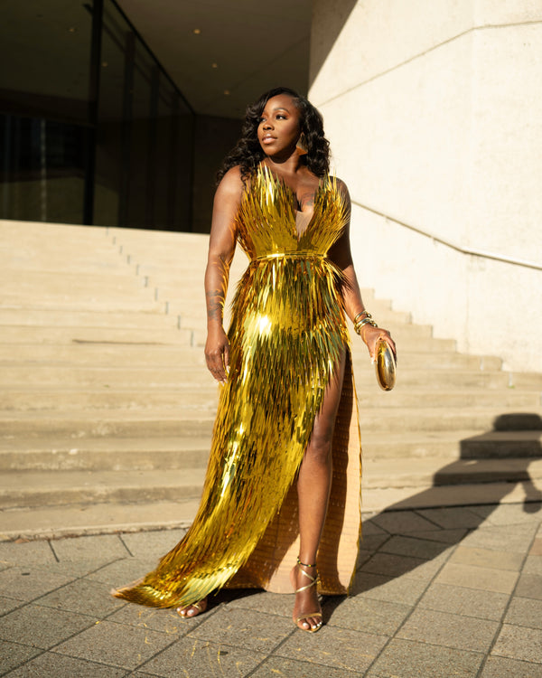 LOOK 1097 3D TASSEL SEQUIN GOWN | PRE ORDER