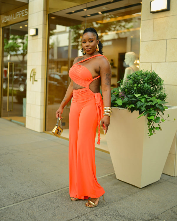 LOOK 1116 CUTOUT JUMPSUIT WITH TWIST DETAILS