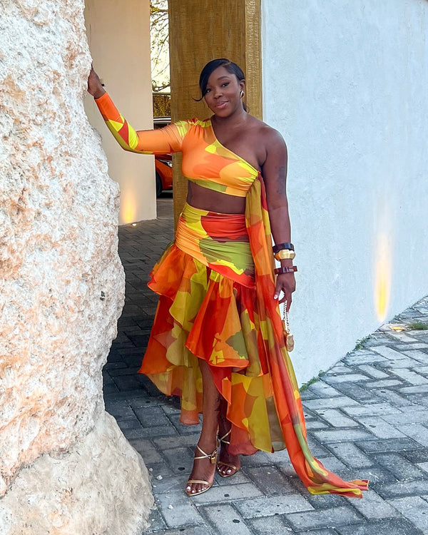 LOOK 702 FLOWY MAXI SKIRT SET