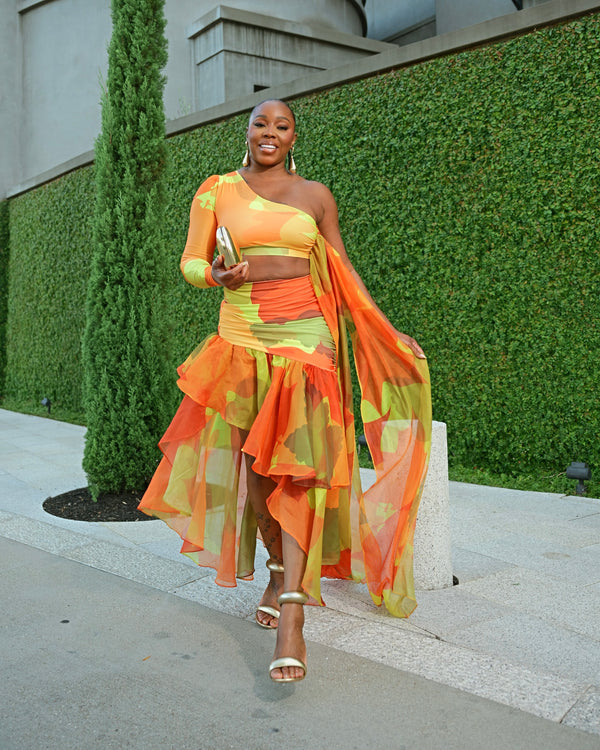 LOOK 702 FLOWY MAXI SKIRT SET