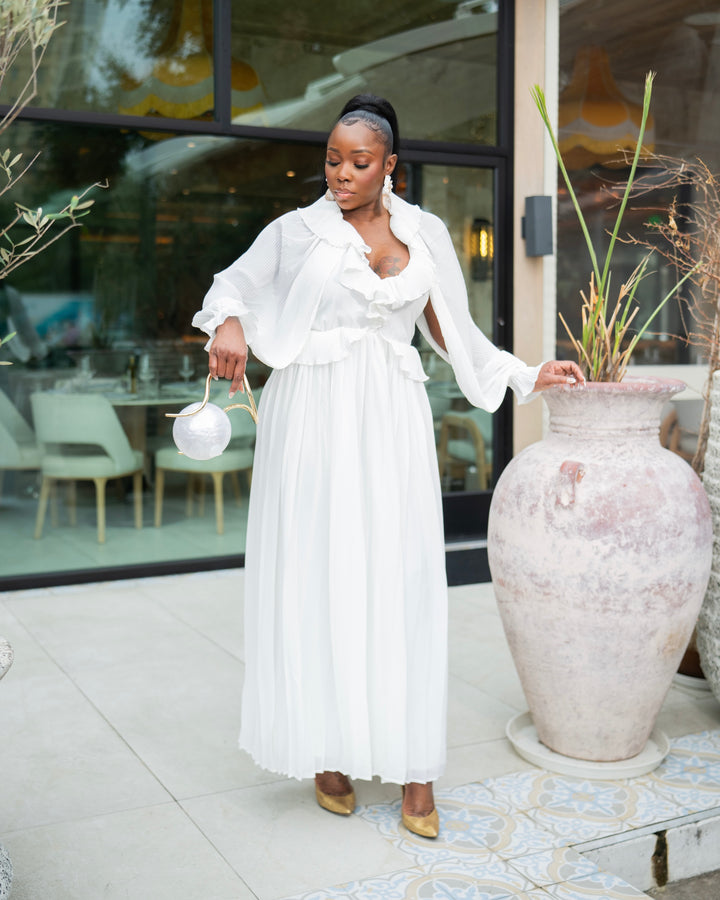 LOOK 1078 Maxi Dress - Pleated Ruffles