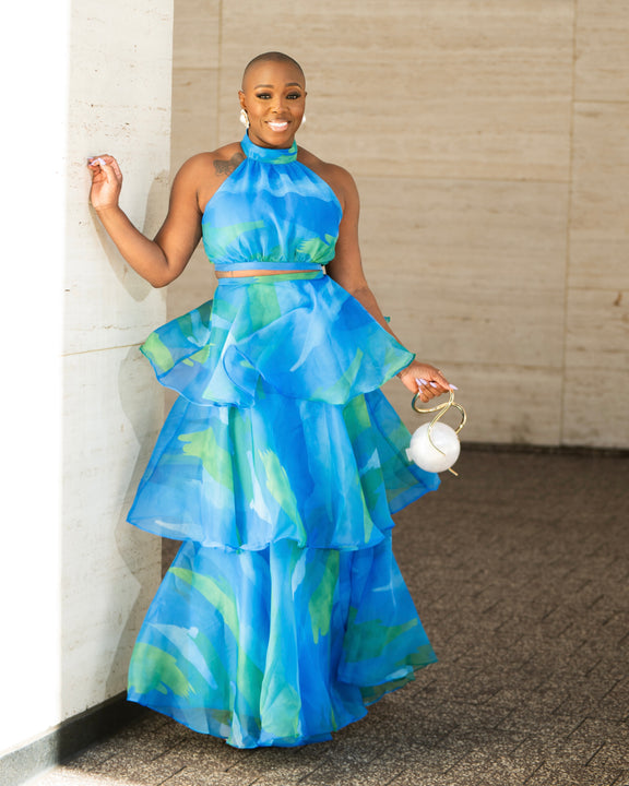 LOOK 750 LAYERED MAXI RUFFLE SKIRT SET – SOIGNEE BY SHANA COLE