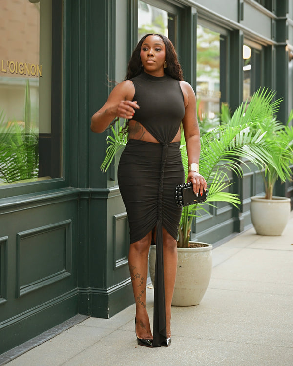LOOK 1193 BLACK CUTOUT DRESS