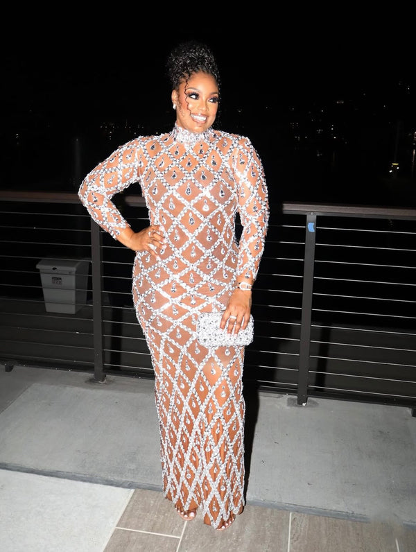 LOOK 984 LONG SLEEVE RHINESTONE DRESS | PRE-ORDER