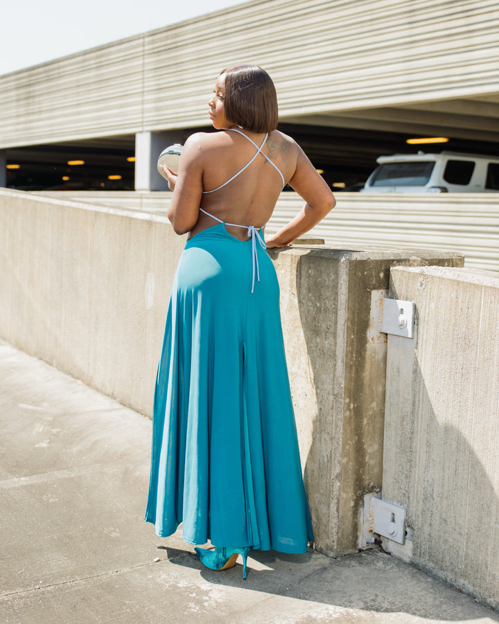 Look 1087 Maxi Dress with Rings and High Slit