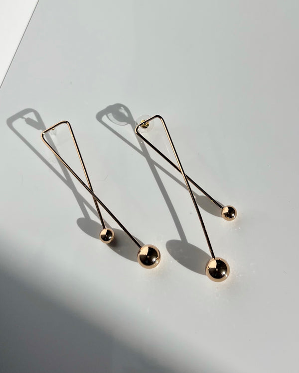 LONG DROP BALL EARRINGS