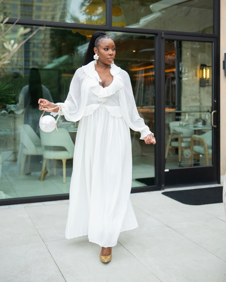 LOOK 1078 Maxi Dress - Pleated Ruffles