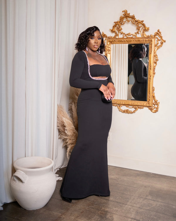 LOOK 802 STONE DETAIL GOWN