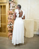 LOOK 870 RUFFLE TOP PLEATED MAXI DRESS