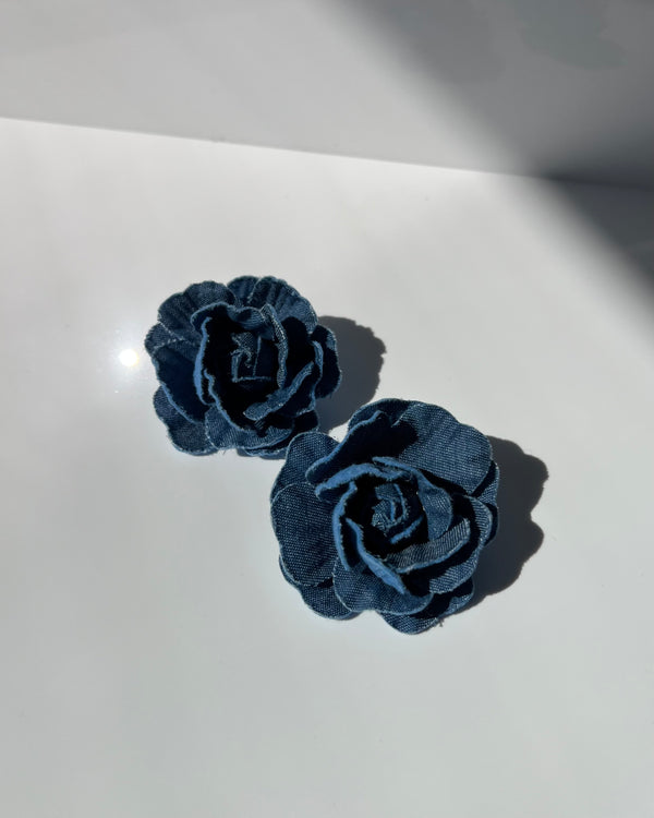 DENIM ROSE EARRINGS