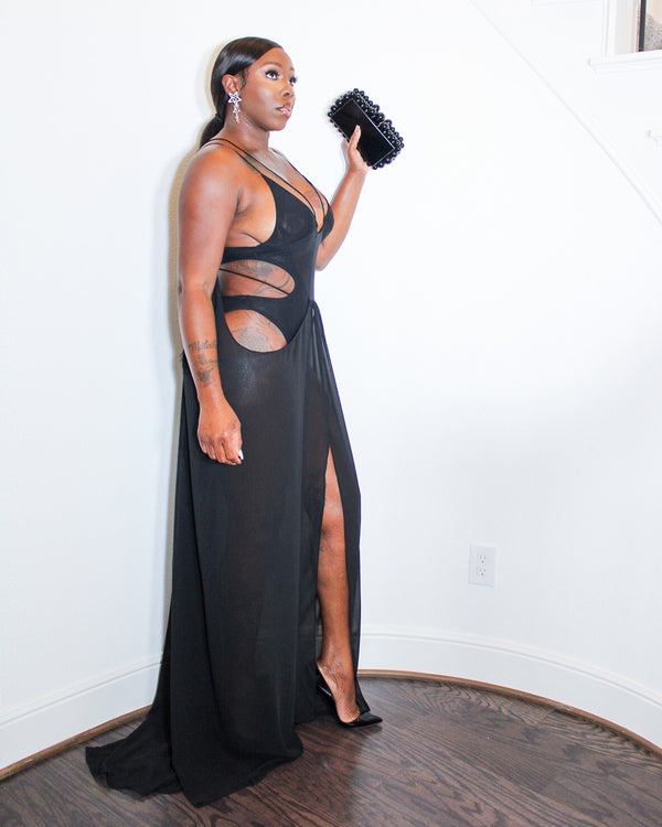 LOOK 477 CUTOUT MAXI GOWN